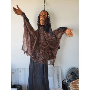 Orange hanging skeleton Halloween props scary long decor vintage